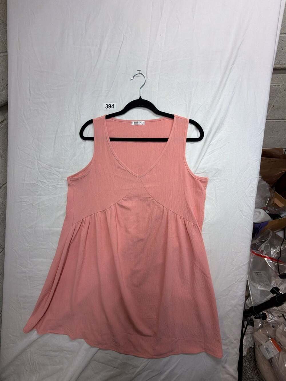 AIMAGE Pink V-Neck Sleeveless Babydoll Tank Top L